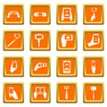 Selfie icons set orange