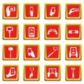 Selfie icons set red