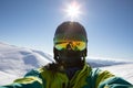 selfie of the man snowboarder