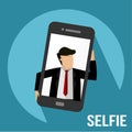 Selfie Mobile Phone With Businessman in Suit Flat Web Icon Sign