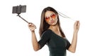 Selfie with monopod Royalty Free Stock Photo