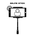 Selfie monopod stick symbol with smartphone with flash and man s