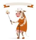 Selfie photo cow old woman vector portrait Royalty Free Stock Photo