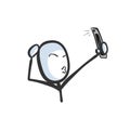 Selfie photo for social media. Vector simple. Phone snap. Stickman no face clipart cartoon. Hand drawn. Doodle sketch, graphic