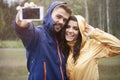 Selfie in rainy day Royalty Free Stock Photo