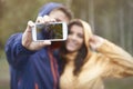 Selfie in rainy day Royalty Free Stock Photo