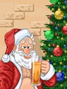 Selfie of Santa Claus with beer Royalty Free Stock Photo