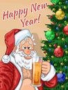 Selfie of Santa Claus with beer