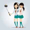 Selfie school girl vector illustration character photo