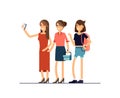 Selfie shot of three young stylish girls.