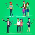 Selfie shots family and couples vector