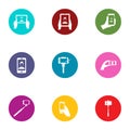 Selfie stick icons set, flat style