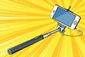 Selfie stick smartphone shooting Royalty Free Stock Photo