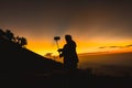 Selfie tourists at an altitude of 2900 MDPL in Mount Semeru Royalty Free Stock Photo