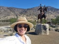 Selfie woman travel in NK\'Mip Desert Cultural Centre, Osoyoos Canada