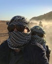 Selfie of a young couple on a quad bike in the process of motion Royalty Free Stock Photo