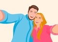 007_Selfies. Friendship, love and youth concept. Vector illustration