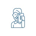 Selfies line icon concept. Selfies flat vector symbol, sign, outline illustration.