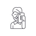 Selfies line icon concept. Selfies vector linear illustration, symbol, sign