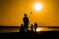 Selfies at sunset on the beach Royalty Free Stock Photo