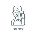 Selfies vector line icon, linear concept, outline sign, symbol