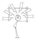Selfish Confident Person Presenting Yourself, Self-love and Ego, Vector Cartoon Stick Figure Illustration
