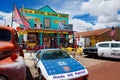 SELIGMAN, ARIZONA, USA - MAY 1, 2016 : Colorful retro U.S. Route 66 decorations in Seligman Historic District Royalty Free Stock Photo