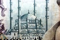 Selimiye mosque with its dome and minarets in Edirne reverse side of 10000 ten thousand Turkish lira banknote Royalty Free Stock Photo