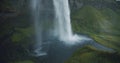 Seljalandfoss waterfall Iceland in rainy moody weather conditions Royalty Free Stock Photo