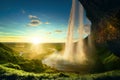 Seljalandfoss waterfall in summer time Royalty Free Stock Photo