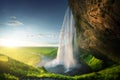 Seljalandfoss waterfall in summer time