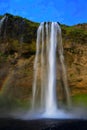 Seljalandfoss waterfall at sunset, Iceland Royalty Free Stock Photo