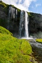 Seljalandsfoss waterfall, Iceland - uncrowded side view Royalty Free Stock Photo