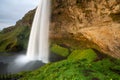 Seljalandsfoss waterfall at sunset, South-West Iceland Royalty Free Stock Photo