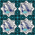 Seljuk style Iznik seamless pattern Royalty Free Stock Photo