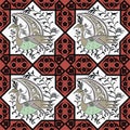 Seljuk style Iznik seamless pattern