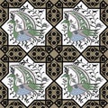 Seljuk style Iznik seamless pattern