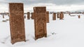 Seljuk Tombs Details from historical cemetery of Selcuk Turks in Ahlat, Bitlis, Turkey Royalty Free Stock Photo