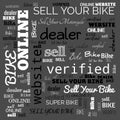 sell bike word cloud use for banner, painting, motivation, web-page, website background, t-shirt & shirt printing, poster,