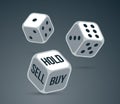 Sell or buy or hold stock market finance concept rolling dices vector