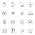 Sell Products linear icons set. Merchandise, Commodities, Inventory, Wares, Goods, Items, Products line vector and