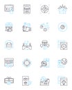 Sell Products linear icons set. Merchandise, Commodities, Inventory, Wares, Goods, Items, Products line vector and