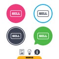 Sell sign icon. Contributor button.