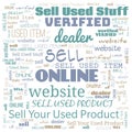 sell used product, item, stuff etc, this word cloud use for banner, painting, motivation, web-page, website background, t-shirt &