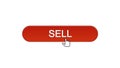 Sell web interface button clicked with mouse cursor, wine red color, business Royalty Free Stock Photo