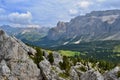 Sella Group, a plateau-shaped massif in the Dolomites. Royalty Free Stock Photo