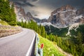 Sella Pass, Italy. Breathtaking mountain scenics in Dolomite Alps, Sudtirol