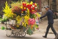 Seller of artificial flowers Royalty Free Stock Photo