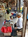 Seller in busy Chandni Chowk Old Delhi.