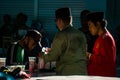 The seller of es campur (mixed ice with some fruits). Es campur is one indonesian street food Royalty Free Stock Photo